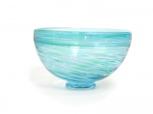 Teal Swirl Art Glass Bowl